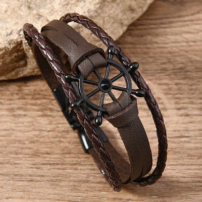 Alloy & PU Leather Bangles for Women Men FS-WG0FC94-02-1