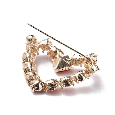 Heart Alloy Rhinestone Brooch Pins JEWB-Z034-07G-1