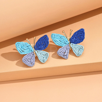 Butterfly Alloy & Raffia Stud Earrings FS-WG27EBF-01-1