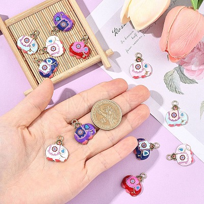 12Pcs 6 Colors Alloy Rhinestone Pendants FIND-YW0011-79-1