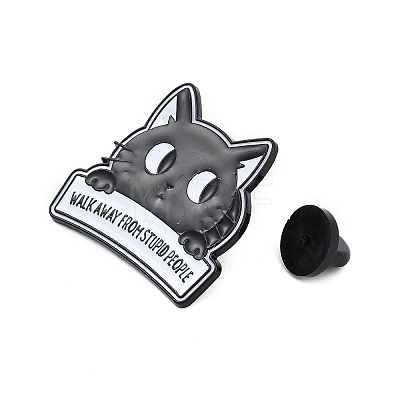 Cat with Word Enamel Pins JEWB-Q014-16B-1