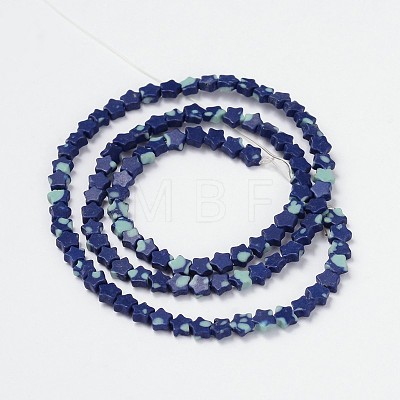 Synthetical Chrysocolla Star Bead Strands G-M201-05-4mm-1