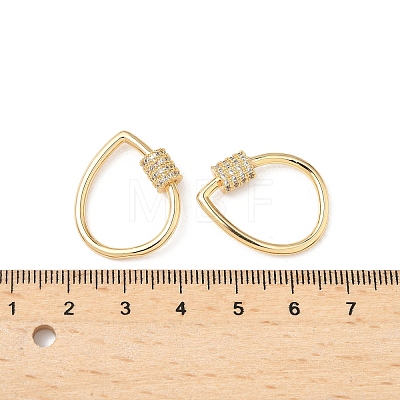 Brass Micro Pave Clear Cubic Zirconia Screw Carabiner Lock Charms KK-Z118-06G-04-1