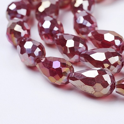 Electroplate Glass Beads Strands X-EGLA-D015-15x10mm-28-1