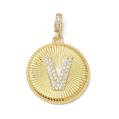 Brass Micro Pave Clear Cubic Zirconia Pendants KK-L253-17G-V-1