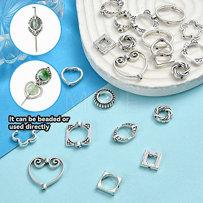 100Pcs 10 Styles Tibetan Style Alloy Bead Frames TIBEB-YW0001-27-1