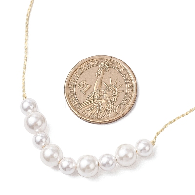 Round Shell Pearl Beaded Necklace & Bracelet & Dangle Earring Sets SJEW-JS01337-1
