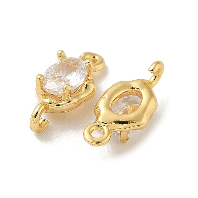 Brass Clear Cubic Zirconia Connector Charms KK-R210-15G-1