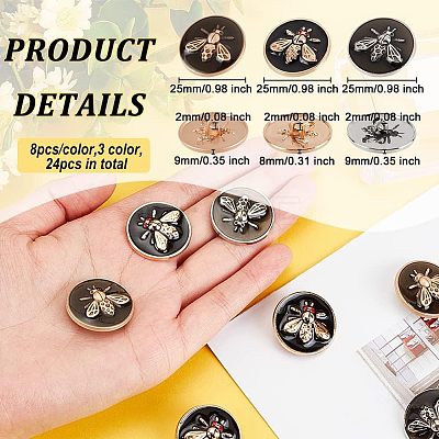 Olycraft 1-Hole Alloy Enamel Shank Buttons BUTT-OC0001-31-1