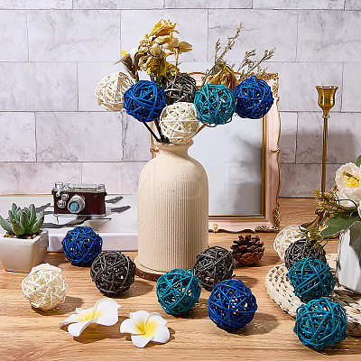 16Pcs 4 Colors Wicker Rattan Balls AJEW-SC0004-26B-1