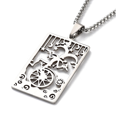 304 Stainless Steel Pendant Necklaces NJEW-K253-23P-1