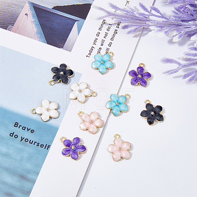 150Pcs 5 Colors Alloy Enamel Pendants ENAM-DC0001-32-1