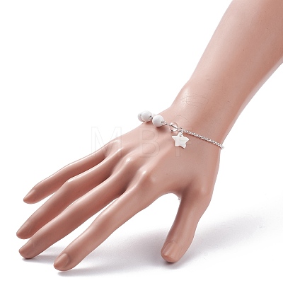 Natural Quartz Crystal Beaded Bracelet with 304 Stainless Steel Rolo Chains BJEW-JB08145-02-1