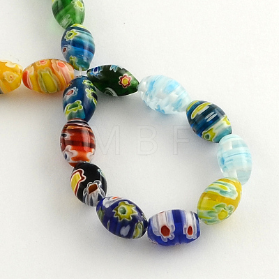 Oval Handmade Millefiori Glass Beads Strands X-LK-R004-37-1