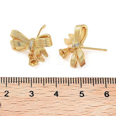 Brass Micro Pave Cubic Zirconia Studs Earring Findings KK-K364-02G-1