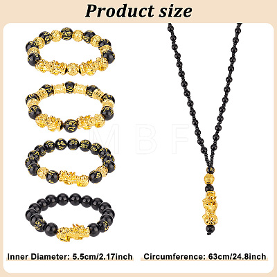 ANATTASOUL 5Pcs 5 Style Om Mani Padme Hum Mala Bead Bracelets & Buddhist Necklaces SJEW-AN0001-44-1