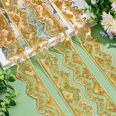 Embroidery Polyester Lace Ribbons OCOR-WH0060-51-1