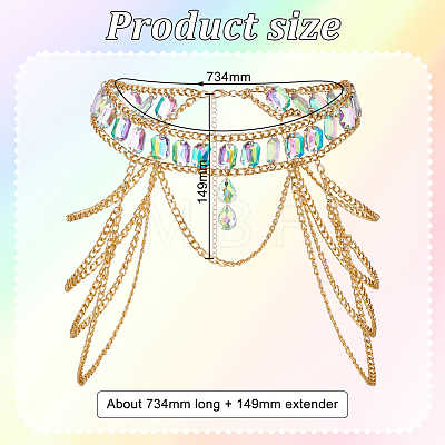 Rhinestone Cup Chains Belts AJEW-WH0470-61G-1