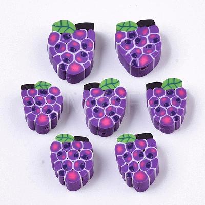 Autumn Theme Handmade Grape Polymer Clay Beads CLAY-R060-41A-1
