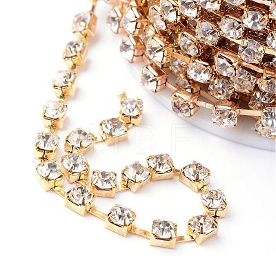 Brass Rhinestone Strass Chains CHC-T002-SS10-01C-1