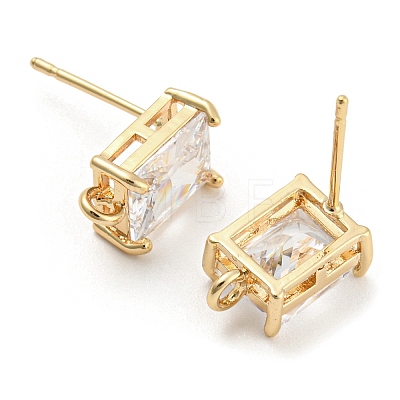 Brass with Cubic Zirconia Stud Earring Findings X-KK-Q789-14G-1