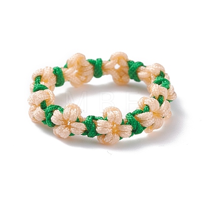Peach Blossom Pattern Lucky Cord Finger Ring RJEW-JR00417-1