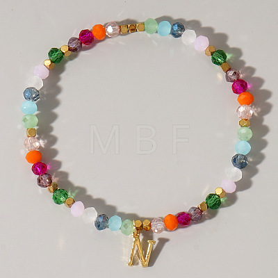 Brass Initial Charm Bracelets KC4213-14-1