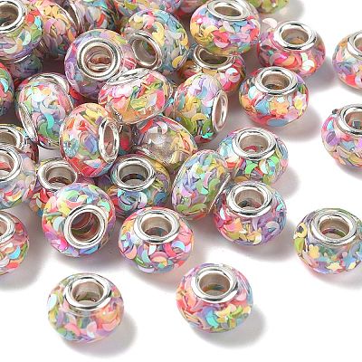Transparent Resin Rondelle European Beads RESI-S023-04-1