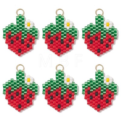 Fruit Theme Glass Seed Beaded Pendants PALLOY-MZ01357-03-1