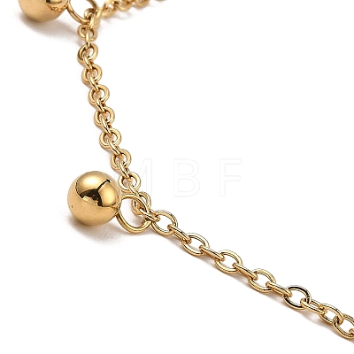 Vacuum Plating 304 Stainless Steel Round Beads Charm Bracelet BJEW-K231-03G-1