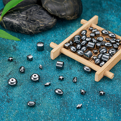 Craftdady 135Pcs 9 Styles Non-magnetic Synthetic Hematite Beads G-CD0001-12-1