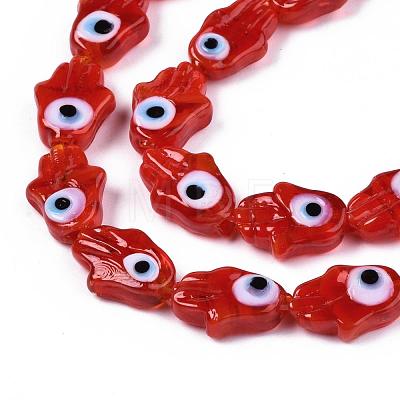 Handmade Evil Eye Lampwork Beads Strands LAMP-WH0006-06D-1