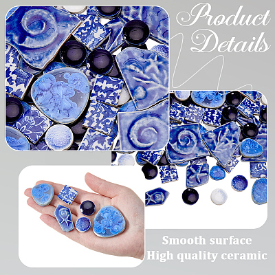 500G 4 Styles Mosaic Tiles Porcelain Cabochons DIY-SP0007-74-1