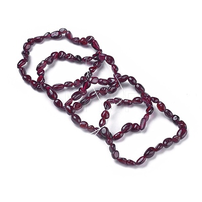 Natural Garnet Bead Stretch Bracelets BJEW-K213-45-1