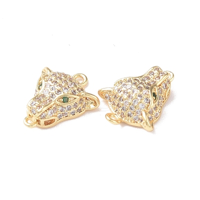 Brass Micro Pave Clear Cubic Zirconia Connector Charms KK-I702-08G-1