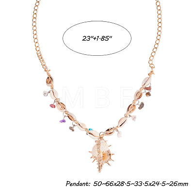   Shell Beads Pendants Necklaces NJEW-PH0001-13-1