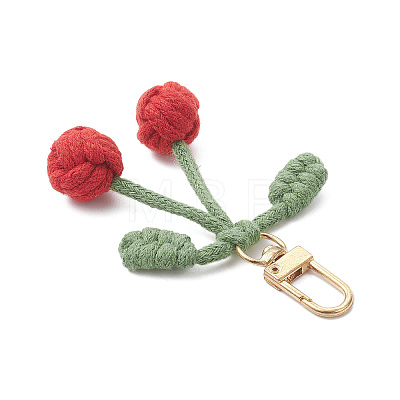 Cotton Cherry Pendants Decorations HJEW-TA00440-1