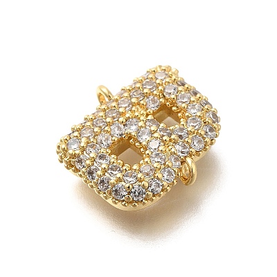 Brass Micro Pave Cubic Zirconia Links KK-I717-04B-1