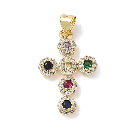 Brass Micro Pave Cubic Zirconia Pendants KK-L268-015G-A02-1