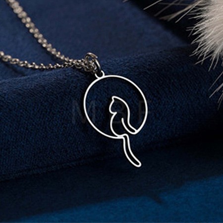 304 Stainless Steel Laser Cut Pendant Necklaces FS-WGA4904-14-1