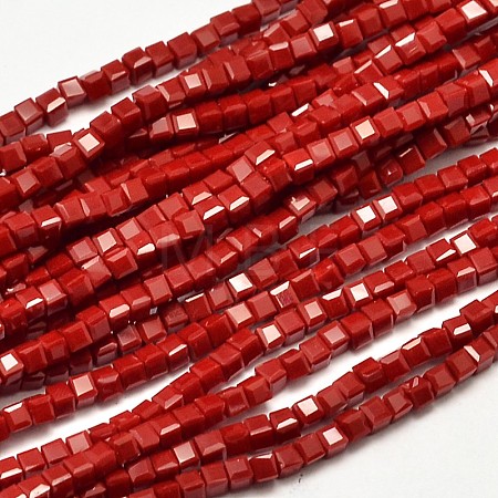 Faceted Cube Glass Beads Strands X-EGLA-J133-C02-1