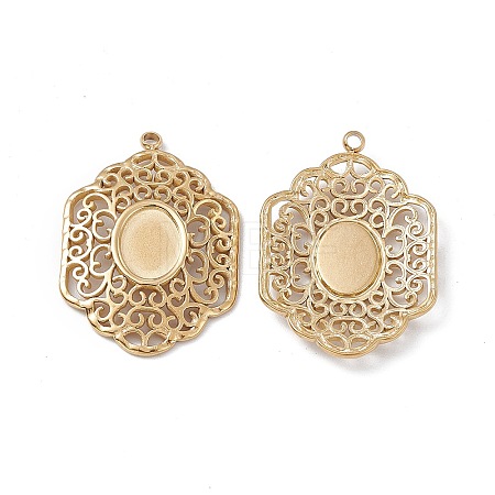 Ion Plating(IP) 304 Stainless Steel Pendant Cabochon Settings STAS-G301-04G-1