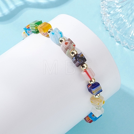 Handmade Millefiori Glass & Non-magnetic Synthetic Hematite Beads Bracelets for Women BJEW-JB13770-1
