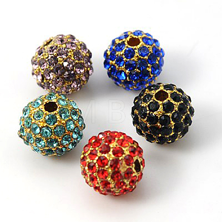 Alloy Rhinestone Beads RB-A034-12mm-G-1