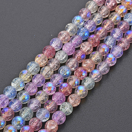 Electroplate Crackle Glass Bead Strands X-GLAA-S192-C-006B-1