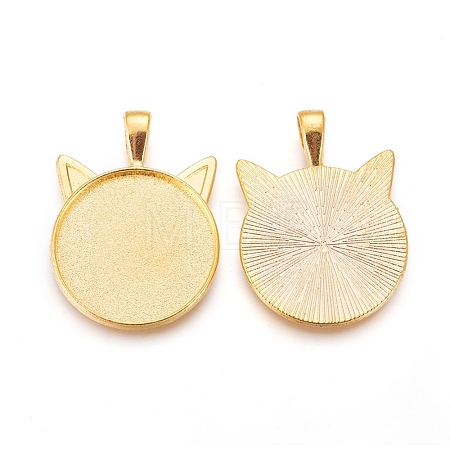 Alloy Kitten Pendant Cabochon Settings PALLOY-WH0049-04G-1
