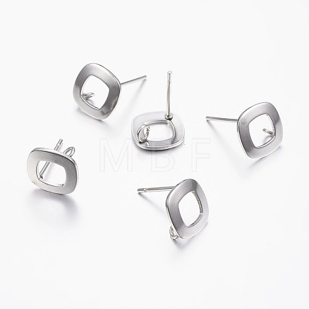 Non-Tarnish 304 Stainless Steel Stud Earring Findings STAS-I071-15P-1