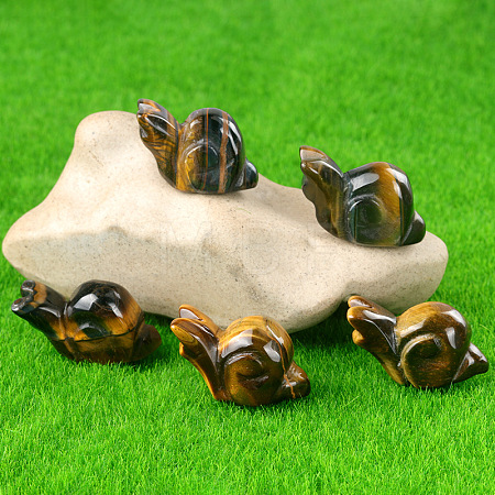 Natural Tiger Eye Carved Healing Snail Figurines PW-WG23180-03-1