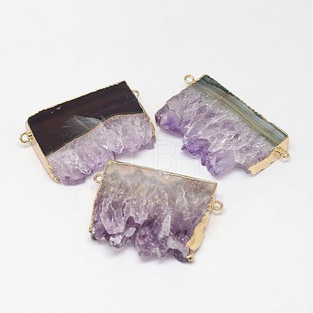 Natural Druzy Amethyst Links connectors G-G895-12G-1