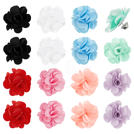 16Pcs 8 Style Cloth & Iron Brooches JEWB-PH01308-1